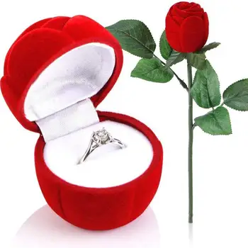 Romantični Rdeče Rose Cvet Obroč Škatle za Nakit Uhani Darilo Wedd Dekor Dekoracijo Dan Dobave valentinov