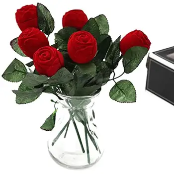 Romantični Rdeče Rose Cvet Obroč Škatle za Nakit Uhani Darilo Wedd Dekor Dekoracijo Dan Dobave valentinov