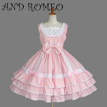 Roza sweet lolita obleko kawaii dekle čipke bowknot žogo obleke viktorijanski obleko retro palace princesa gothic lolita loli jsk cos