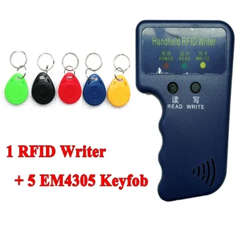 Ročni 125KHz EM4100 RFID kopirni stroj Pisatelj Duplicator Programer Bralec + 5 Kos EM4305 T5577 večkrat zapisljivi ID Keyfobs Oznake Kartico