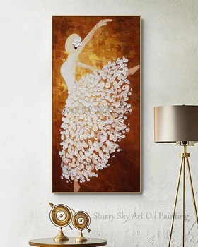 Ročno poslikano Visoka Kakovost, Sodobno Abstraktno Nož Plesalka Oljna slika na Platnu Lepa Baletni Plesalec Akril Nož Oljno sliko