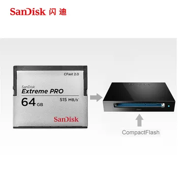 SanDisk Extreme Pro CFast2.0 CF Kartica 64GB 128GB 515MBS Pomnilniško Kartico 64 128 GB Flash kartice Sim Carte Memoire KS za Kamero