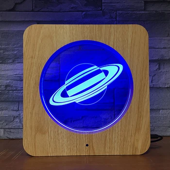 Saturn Planet 3D LED Plastično Night Light Foto Okvir namizne Svetilke Otroci Barve Darilo Doma Dekor Padec Ladijskega prometa KS-1538