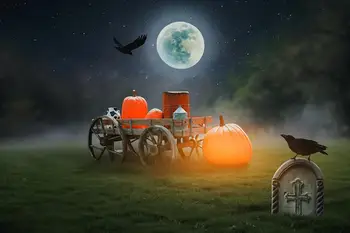 Scopiso Halloween Luna Nočno Nebo Nagrobnik Bučna Fotografija Ozadje Fotografijo Ozadja Studio Prop
