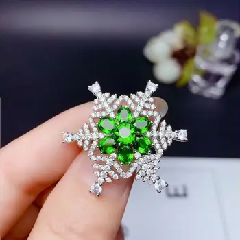 Snežinka slog elegantno zelena diopside obesek za ogrlico ženske fine jewelrynatural gem stranka darilo 925 sterling silver