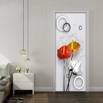 Sodobna Preprosta Modna 3D Vrata Dekoracijo Nalepke Slikarstvo PVC samolepilne Nepremočljiva Steno stensko Vinil Ozadje Dnevna Soba