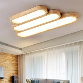Sodobni LED Stropne Luči Lesene dnevna soba, spalnica lamparas de techo colgante doma dekorativne lesene led stropna svetilka