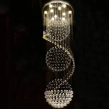 Sodobni Luksuzni LED Obesek Crystal Luči Duplex Stopnišče K9 Kristalno Luči Villa Inženiring Luči Kristalni Obesek Luči