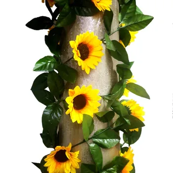 Sončnično Trte Umetno Sončnice Visi Garland Doma Cevi Navijalni Trakovi Dekoracijo Rattan Cvetje Doma Poroko Dekor &