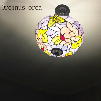 Sredozemlje barvni stekleni strop lučka dnevna soba, spalnica restavracija oltarja pastorala romantično kristalno stropna svetilka