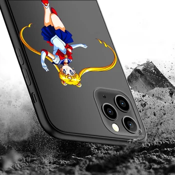 Srčkan Sailor Moon Primeru za IPhone 12 Pro Max Primeru za IPhone 11 12 XR Pro XS Mini Max 7 X 8 6 6S Plus 5 5S SE 2020 Črnega Silikona