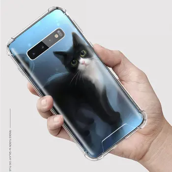 Srčkan Živali Mačka Primeru Telefon za Samsung Galaxy S20 FE S10 S8 S9 Opomba 10 Lite Plus 9 S10e 20 Ultra 5G, zračna Blazina Mehka Pokrov