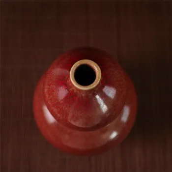 Stari kitajski porcelan Peči barve-spreminjanje rdeča glazirana gourd steklenico vaze