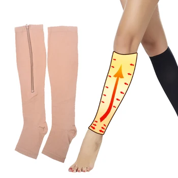 Stiskanje Anti-Krčne Nogavice Zadrgo Slim Lepoto Noge Shapper Gorijo Maščobe Zadrgo Podporo Nogavice Preprečuje Krčne Žile Zdravstvenega Varstva