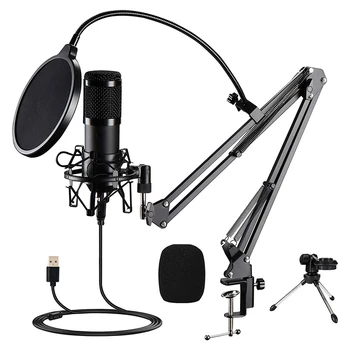 Studio Kondenzatorji,Podcast Mikrofon Cardioid Studio Mikrofon z Roko Nastavljiv Nosilec,Igra Mikrofon Plug & Play