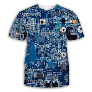 T-Shirt Tiskanje Elektronski Čip Hip-hop T-Shirt za Moške 3D Full-Natisni T-Shirt Poletje Kratek Sleeved Majica s kratkimi rokavi Ženske/Unisex Vrh