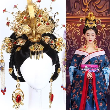 Tang dinastije cesarica lase cosplay starodavne kitajske kraljica cosplay halloween cosplay lepa princesa izdelki za lase