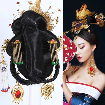 Tang dinastije cesarica lase cosplay starodavne kitajske kraljica cosplay halloween cosplay lepa princesa izdelki za lase