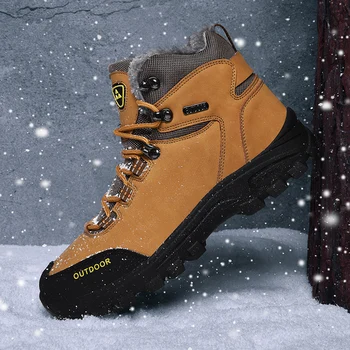 TANTU Moških Nubuck Toplo Runo Zunanji Nepremočljiv Sneg Škornji Šport, Pohodništvo Čevlji Dihanje Plezanje Taktično Boot Non-slip Zavezat