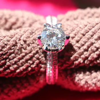 Test Pozitiven C&C blagovne Znamke Diamond Briljantno Lotus Obroč Luksuzni 18K Belo Zlato Nakit 1CT Moissanite Diamant Prstan Posla Ženske