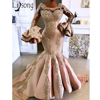 Težka Beading morska deklica Prom Obleke 2021 Dolgo arabski Dubaj Formalno Večerne Elegantna Appliques vestidos Stranka Obleko платье