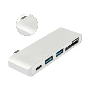 Tip-c Razdelilnik USB 3.0 za Visoke Hitrosti Prenosa USB-C Adapter Pretvornik z SD TF Card Reader, Silver