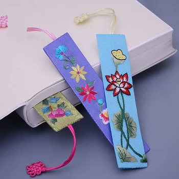 Tradicionalna Kitajska Darilo Slog Vezenje Zaznamek Tkanine Krpo Kitajski vozel Bookmarker Z Rožo Bambusa