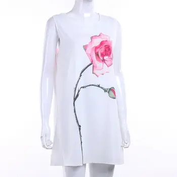 UK Parka Ženske brez Rokavov Elegantna Natisnjeni Obleko Priložnostne Svoboden Mini Shirt Obleko Plaži