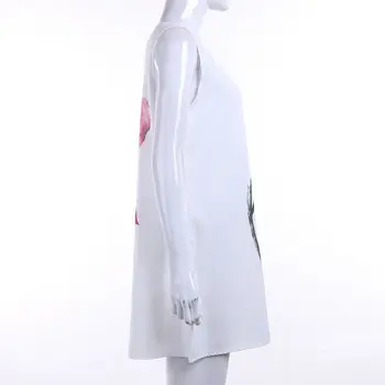UK Parka Ženske brez Rokavov Elegantna Natisnjeni Obleko Priložnostne Svoboden Mini Shirt Obleko Plaži