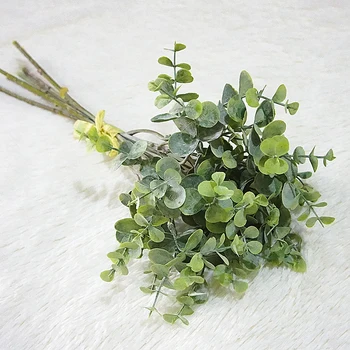 Umetna zelena rastlina 6 vilice/šopek eucalyptus denar listov simulacija Evropskega diy ponaredek cvet rastlinskih listov material, odlikovanja