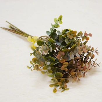 Umetna zelena rastlina 6 vilice/šopek eucalyptus denar listov simulacija Evropskega diy ponaredek cvet rastlinskih listov material, odlikovanja