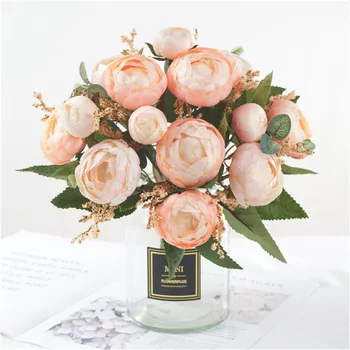 Umetne Rože Poročni Šopek Ima Cvetje Doma Notranjo Opremo Okraski Praznično Roza Simulacije Šopek Tea Rose Cvet