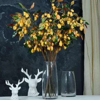 Umetne Rože Umetne Rože Sodobno Minimalistično Dekoracijo Doma Cvet Simulacije Mango Veje Rumene Berry Umetno Rastlin