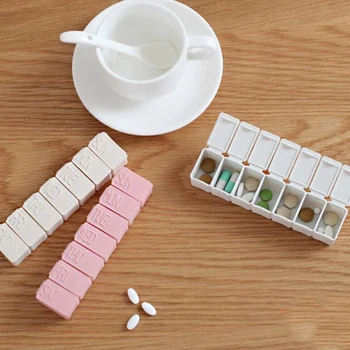 Ustvarjalne Škatle Za Shranjevanje Medicinska Oprema Tedenske Tablete 7 Dni Medicine Tablet Razpršilnik Organizator Primeru 7 Lattices Pill Box