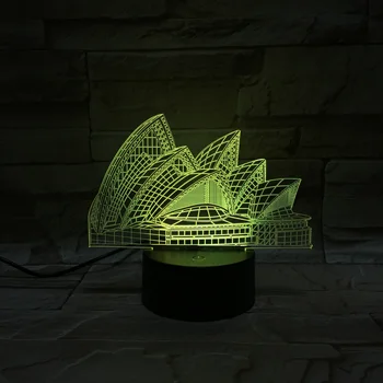 Ustvarjalni Izdelki Sydney Opera House 3d Lučka Akril Stereo Varčevanja z Energijo Okolice namizne Svetilke, Spominsko Darilo Bluetooth Zvočnik