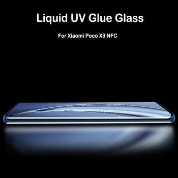 UV Lepilo Kaljeno Steklo Za Xiaomi Poco X3 UV Tekoče Lepilo Screen Protector Za Xiaomi Poco X2 Pro Poco X3 NFC 3D Zaščitna Stekla