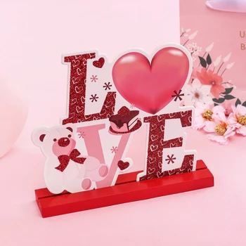 Valentinovo Tabelo Okraski za Večerjo Lesene Centerpieces Znamenju Ljubezni Poljubi Me XOXO Ustnice Valentines Darilo