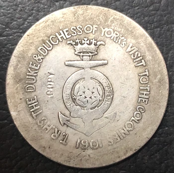 Velika Britanija 1901 Boerwar Royal Ogled kolonije z Fuchs Kopijo Silver plated Kovanec