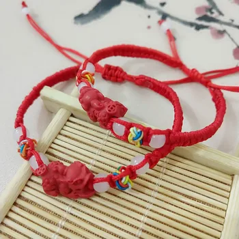 Vermilion Tibetan buddhist red rope weaving bracelet Ladies red cord bracelet