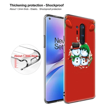 Vesel Božič Tpu Anti Padec Primeru Za OnePlus 8 7 7T Pro 7 8 7T 8 7T Pro 5G Pregleden Mehko Telefon Coque
