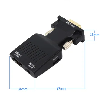 VGA v HDMI Pretvornik 1080 P VGA HDMI adapter z 1080P Video za Prenosni RAČUNALNIK za HDTV, Projektor z avdio kabel
