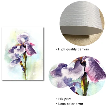 Vijolična Lilij Umetnosti Tiskanja Akvarel Platno Slikarstvo Sodobne Cvetje Botanični Plakat Fine Wall Art Stenske Slike za dnevno Sobo