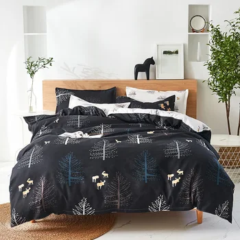 Vijolična skica dreves moderna posteljnina nabor kraljica dvojno enotni velikosti rjuhe kritje posteljo stanja vzglavnik posteljnina nabor