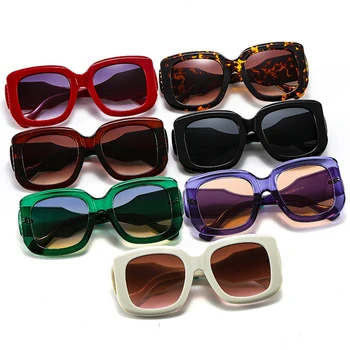 Vintage Debel Okvir Kvadratnih Sončna Očala Ženske Moški 2021 Luksuzne Blagovne Znamke Prevelik Sončna Očala Ženske Leopard Očala Oculos De Sol