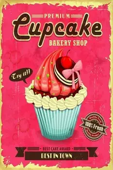 Vintage Domače Premium Cupcake Pekarna Trgovina Kovinskih Tin Prijavite 8x12 Palčni Retro Domači Kuhinji Cafe, Trgovina Stenski Dekor Plakat Nova