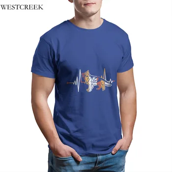 Vintage Retro Stiski Srčni Utrip Nemški Ovčar T-Shirt Po Meri Ujemanje Parov Grafični Prevelik Retro Mens Oblačila 20852