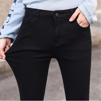 Visok ugled ženske jeans pomlad plus velikost black traper hlače elastičnost suh visoko pasu priložnostne svinčnik kavbojke 185 cm lahko nosite G933