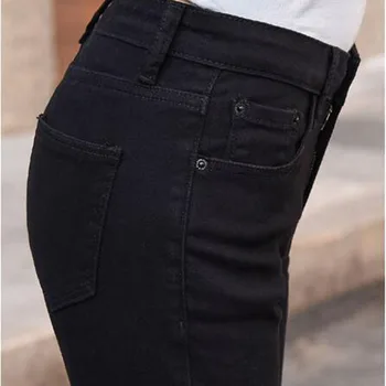 Visok ugled ženske jeans pomlad plus velikost black traper hlače elastičnost suh visoko pasu priložnostne svinčnik kavbojke 185 cm lahko nosite G933