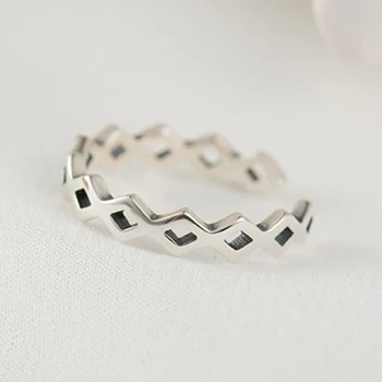 Visoka Kakovost 925 Sterling Silver Obroči Ženske Geometrijske Odpiranje Srebrni Prstani Polirani Prilagojene Po Meri Modni Nakit