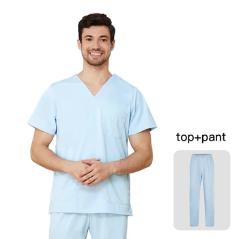 Visoka kakovost Kratka Sleeved uniforme, ženske Dihanje Laboratorij plasti+hlače zdravstvenih storitev V-neck delovne obleke, moške in ženske nova